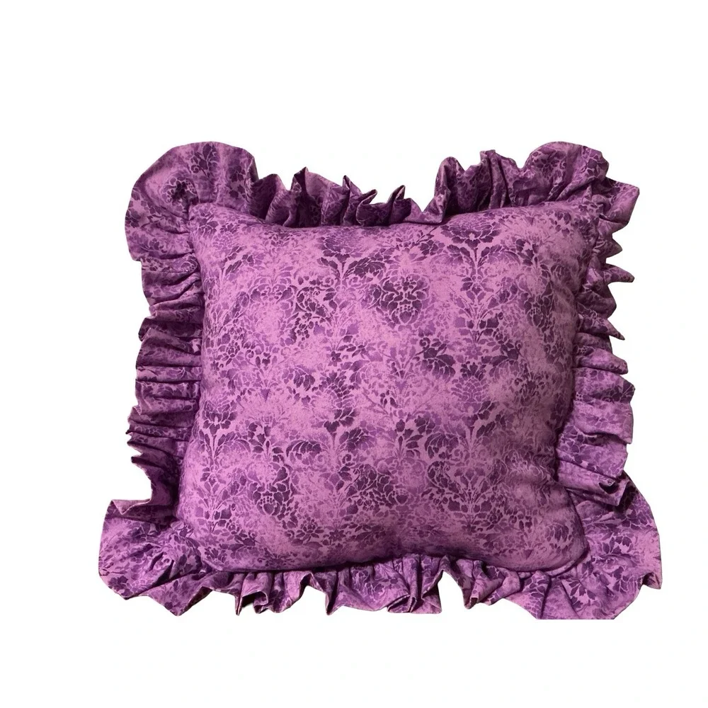 Janlynn Complete Pansy And Butterfly Needlepoint Pillow Botanical Purple‎ Ruffle